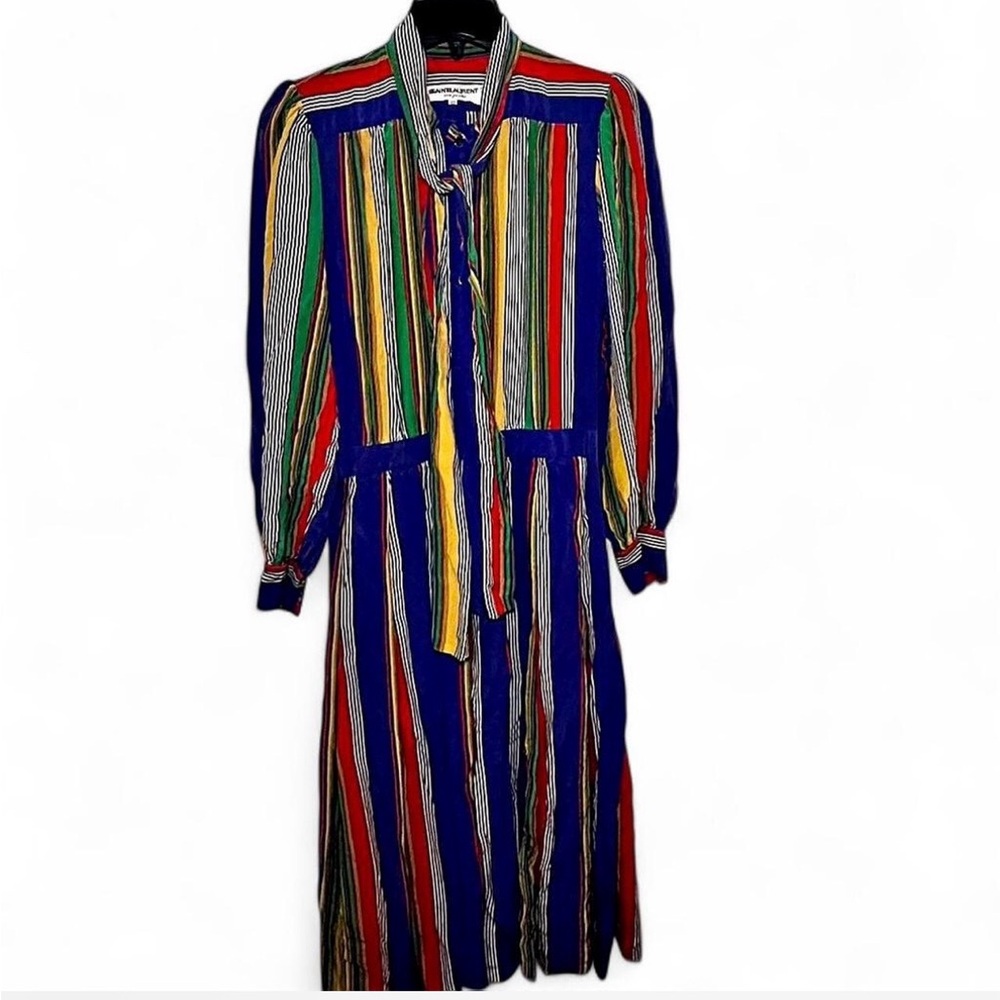 Yves Saint Laurent Rive Gauche 1982 Striped Dress